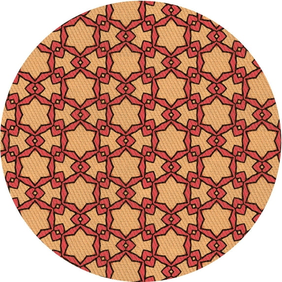 Ahgly Company Indoor Round Patterned Carrot Orange Area Rugs, 8' Round