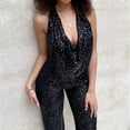 thumbnail image 4 of GZWYHT Sets for Women Jumpsuits for Women Summer New European And American Jumpsuit Lady'S Sleeveless Neck Sequin Pants Women Pants Romper Wedding Lounge Sets for Women Summer Sets for Women Black L, 4 of 6