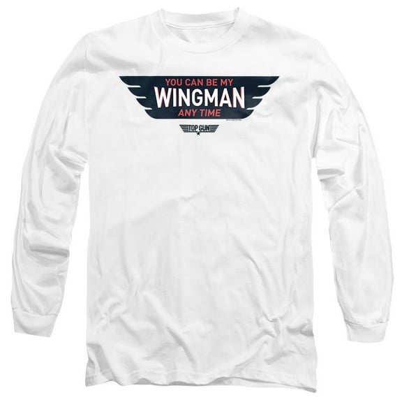 Top Gun Wingman Anytime Unisex Adult Long-Sleeve T Shirt, White, Small