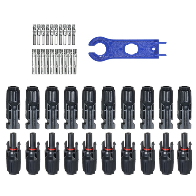 Yeacher 10 Pairs Solar Connectors with Spanner Solar Panel Cable Connectors Male & Female Solar