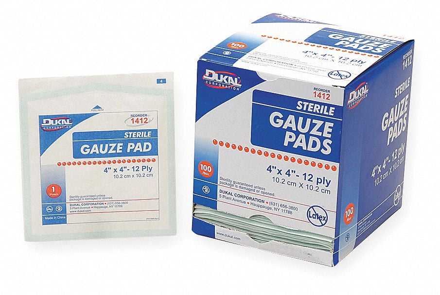 Gauze Pad,Sterile,White,Gauze,PK100