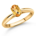 thumbnail image 2 of Gem Stone King 10K Yellow Gold Yellow Citrine Solitaire Engagement Ring for Women (0.73 Cttw, Oval Checkerboard 7X5MM, Gemstone November Birthstone, Size 8), 2 of 4
