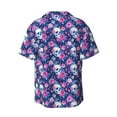 thumbnail image 4 of Goofa Skull Flower Printed Men's Casual Short-sleeved Shirt,Lightweight Breathable Button-down,Summer Casual men's top,Versatile Fashion shirt-Large, 4 of 7