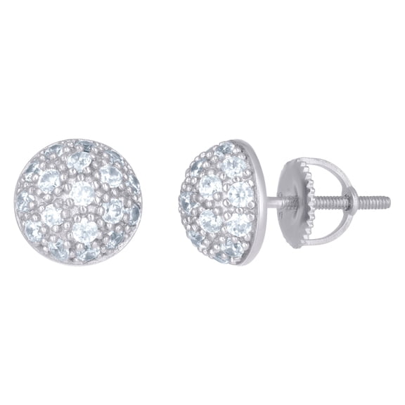925 Sterling Silver Mens Cubic Zirconia Fashion Stud Earrings 8.3mm Wide Earring for Men - 2.1 Grams