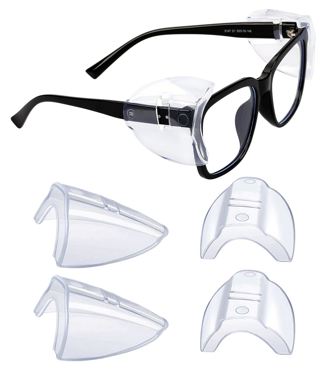 Censgo 2 Pairs Side Shields For Glasses Eye Protection Clear Shields Slip On Safety Glasses