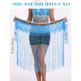 thumbnail image 7 of FEOYA Women Belly Dance Hip Scarf with Sequins Long Fringe Wrap Skirts Belt Tassel Scarf Skirt for Performance Carnival Rave Dance Training, 7 of 7