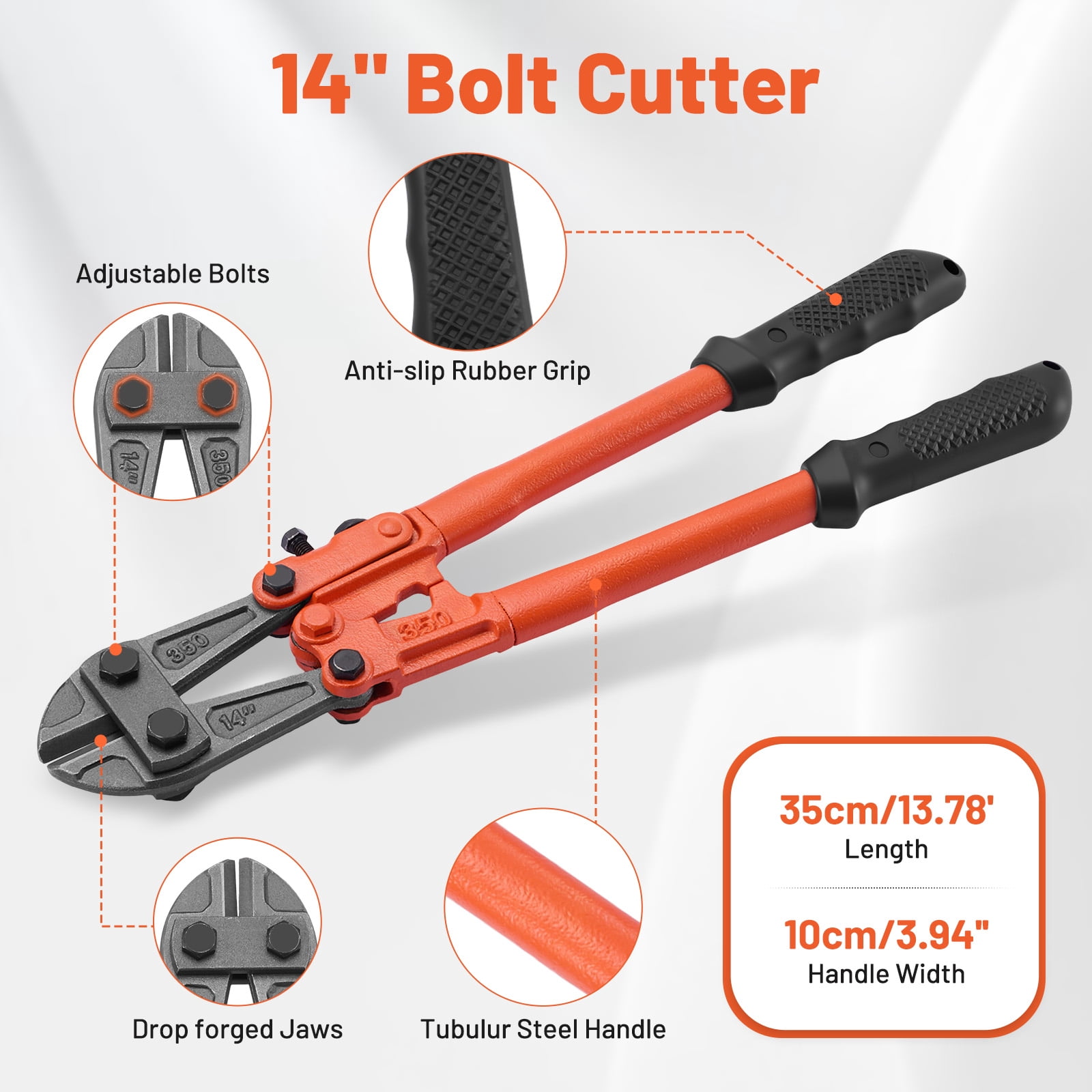SPBTAR Bolt Cutter Pliers Set 3Pcs, 14" Heavy Duty Bolt Cutter, 8" Mini Bolt Cutter, 8" Wire Cable Cutter with Carrying Bag, CR-V Blade, Easily for Cutting Locks, Chains, Iron Wire