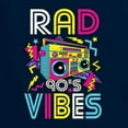 thumbnail image 2 of Rad 90's Vibes Vintage Womens Slim Fit Junior Tee, Navy, XX-Large, 2 of 5
