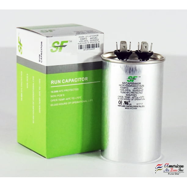 TRANE SF Run Capacitor 55 MFD (MicroFarad) 370/440 Volts (1 Pack