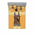 thumbnail image 2 of Ambesonne Vintage Fitted Sheet & Pillow Sham Set, Bodybuilding Sports, Twinxl, Orange, 2 of 3