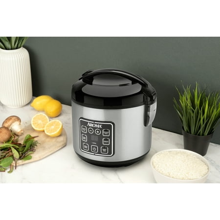 Aroma 8-Cup (Cooked) Rice & Grain Cooker, Steamer, New Bonded Granited Coating