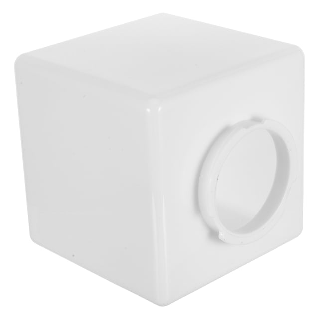 pantallas cuadradas para lámparas de jardín de exterior, accesorio decorativo para farolas de jardín, cubiertas para lámparas de patio, porche y patio IFANLANDOR blanco acrílico 20x20x11.7 cm, vista 3/4 frontal que muestra la silueta cúbica, la abertura circular de montaje y la superficie lisa; también suele usarse como pieza de repuesto o para renovar lámparas decorativas exteriores.