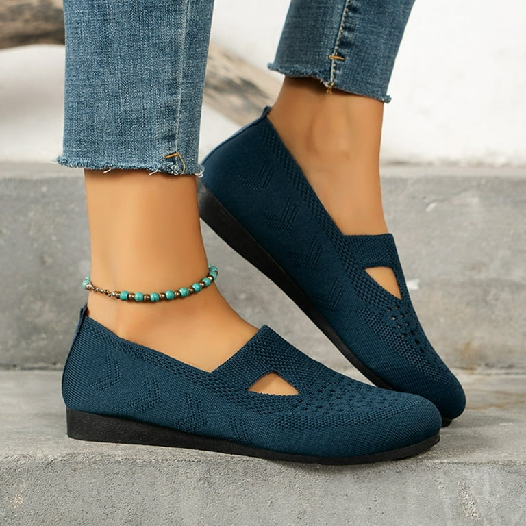 Navy flat shop work shoes