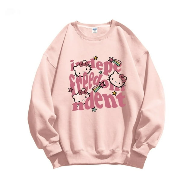 Sanrio-suéter de cuello redondo de Hello Kitty, abrigo picante de dibujos animados de Anime Y2K para chica, Top holgado Retro americano, Top de estudiante de gran tamaño 2023
