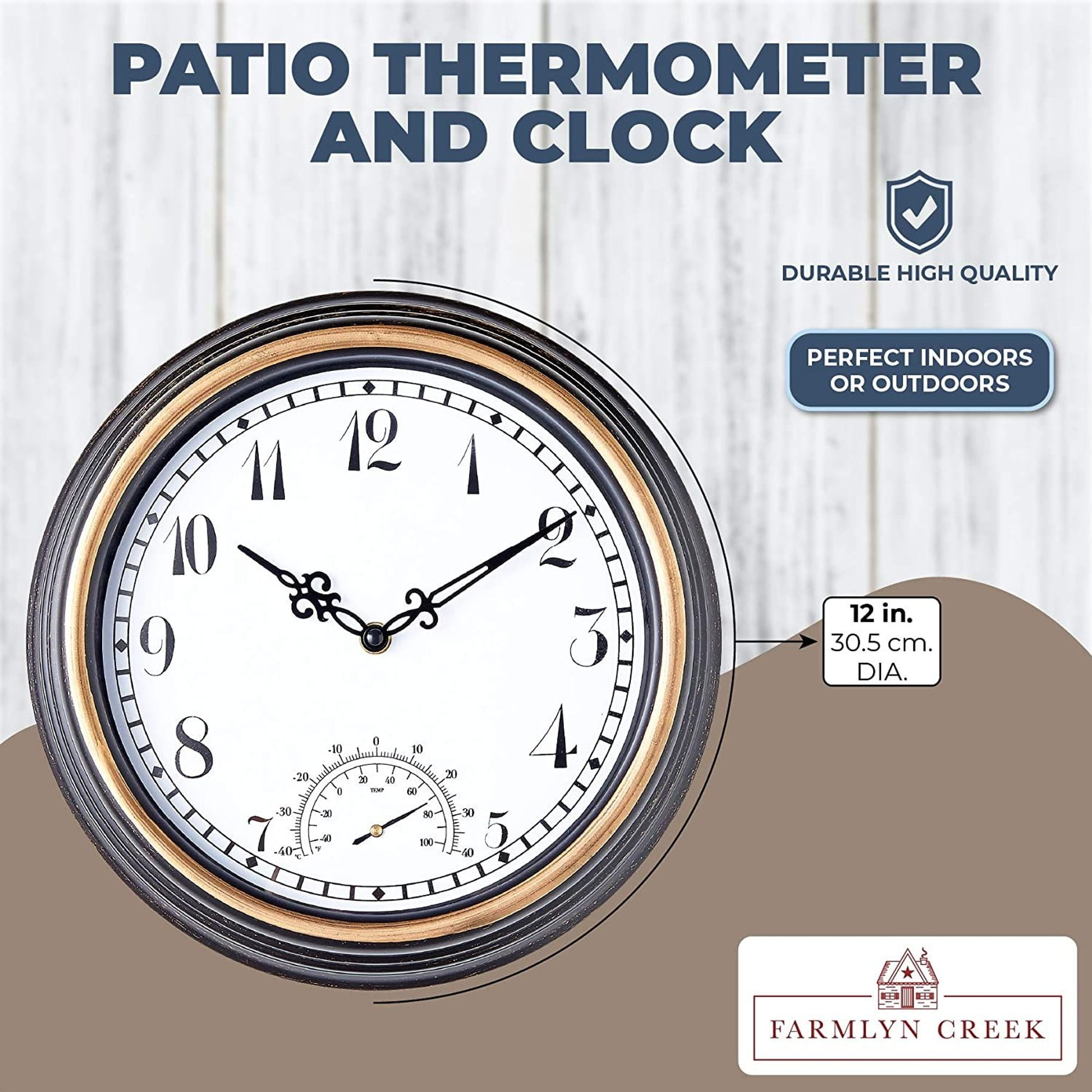 12 inch Diameter Big and Bold Outdoor Patio Thermometer