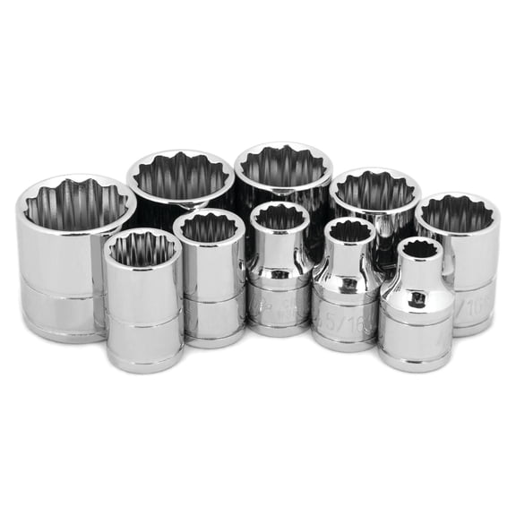 Performance Tool W38500 10-Piece 3/8-Inch Drive 12pt SAE Socket Set