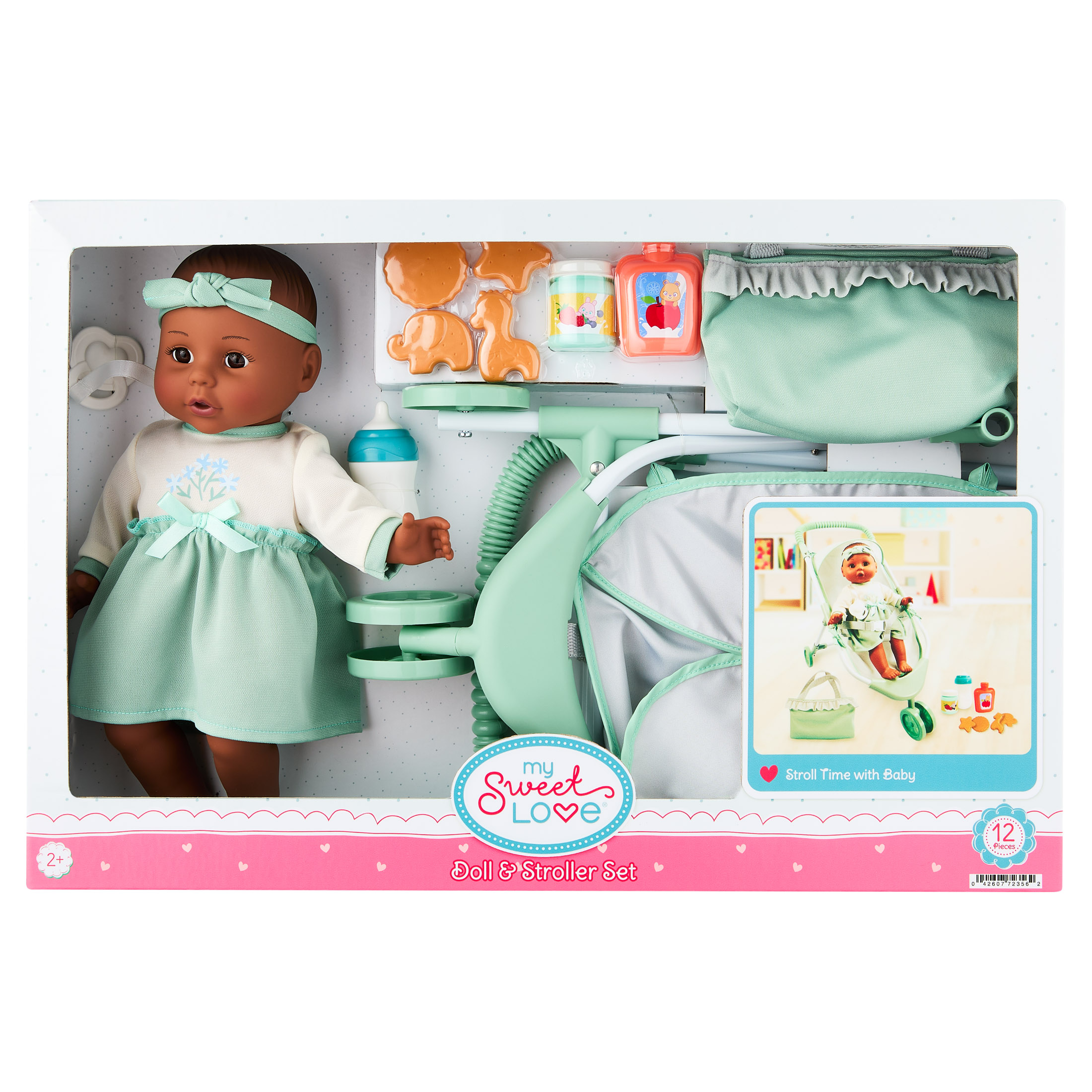 My Sweet Love Doll and Stroller Set, Mint, 12 Pieces photo 2