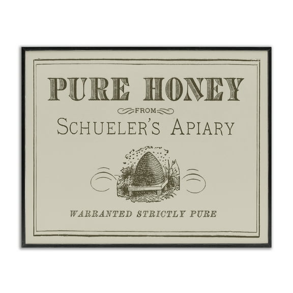 Stupell Industries Vintage Pure Honey Food & Beverage Painting Black Framed Art Print Wall Art, 14 x 11