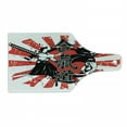 thumbnail image 1 of Japanese Cutting Board, Crossed Samurai Hieroglyph Background 2 Ronin Ai o Eastern Fight Style, Tempered Glass Cutting and Serving Board, Wine Bottle Shape, Orange Black White, by Ambesonne, 1 of 1