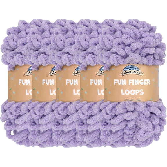 JubileeYarn Fun Finger Loops Yarn - Jumbo Polyester - 100g/Skein - Purple - 5 Skeins