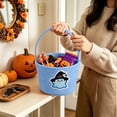 thumbnail image 5 of BSJJY Blue Halloween Candy Basket 7.9x5.5 Inch, Reversible Fabric Treat Bucket with Handle, Cute Print Prank or Treat Bag, 5 of 6