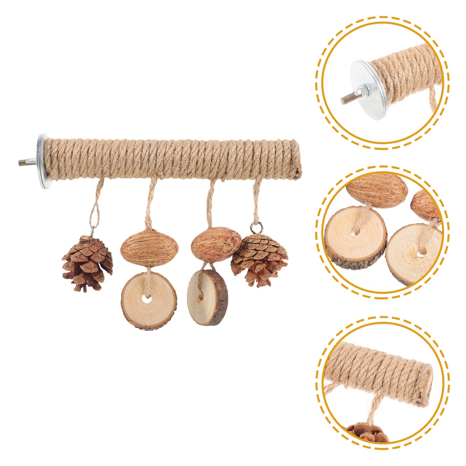 Baluue Parakeet Chewing Cage Accessory with Solid Wood Twine Station