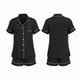 thumbnail image 1 of Conjunto de 2 piezas de pijama para mujer, camisa de manga corta con solapa y pantalones cortos con cintura elástica XBTCLXEBCO M;Negro, 1 of 6