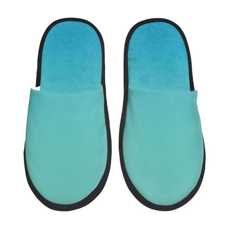 

Qekee Teal Turquoise Print Furry Slippers for Women and Men House Slipper Funny Bedroom Slippers Indoor -Large