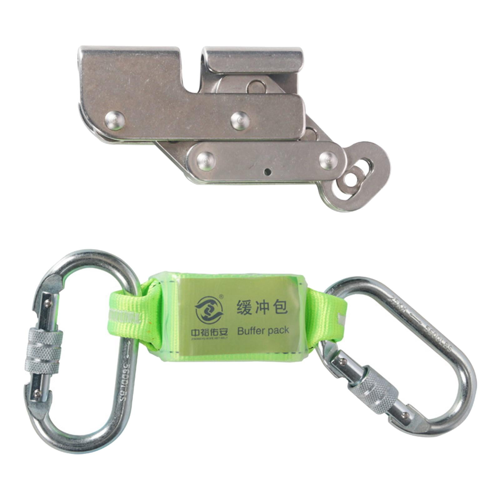 Rock Climbing Rope Grab, 15KN Heavy Duty Self Locking Fall Arrester , Caving Rescuing Pulley Safety Gear , with Rebar Hook