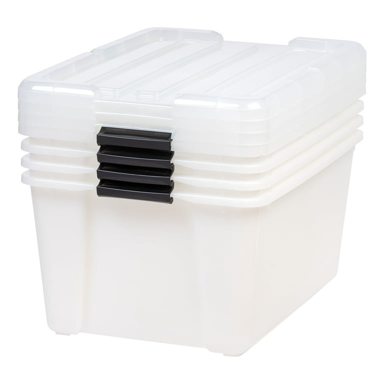 45 Gallon Plastic Storage Boxes Wheeled Latch Tote Large Home organizer Set  of 4