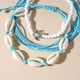 thumbnail image 5 of Pulsera tejida con cuentas de arroz blanco hecha a mano con cordón azul de concha y tortuga tejida para mujer, 5 of 6