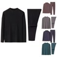 thumbnail image 4 of ZQUUVOU Men's Thermal Long Johns Set Casual Solid Color Long Sleeves High Elasticity Warm Underwear Pants Suits Winter Gift Set Dark Gray, 4 of 4