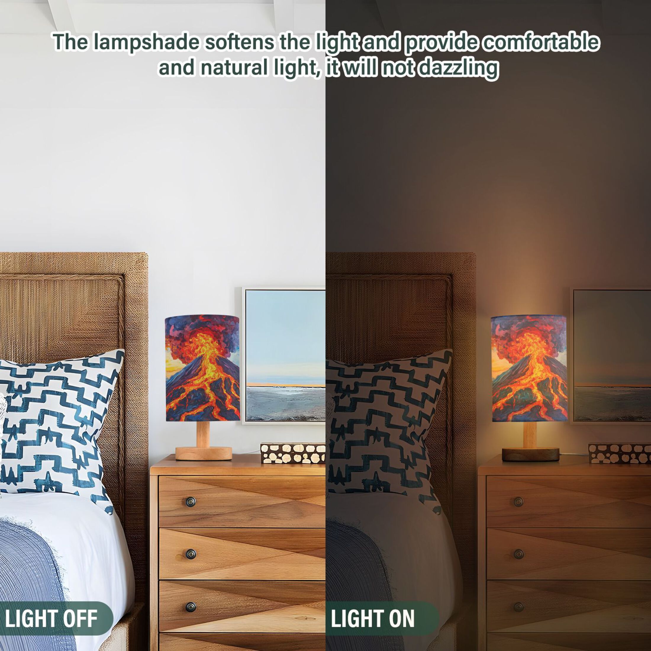 BZSMCE Lamp Modern Oil Painting Of Volcano Creative Patter Night Light