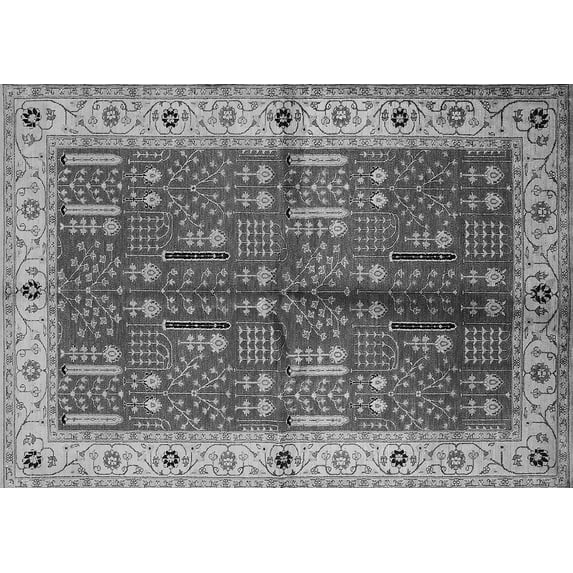 Ahgly Company Indoor Rectangle Oriental Gray Industrial Area Rugs, 2' x 5'