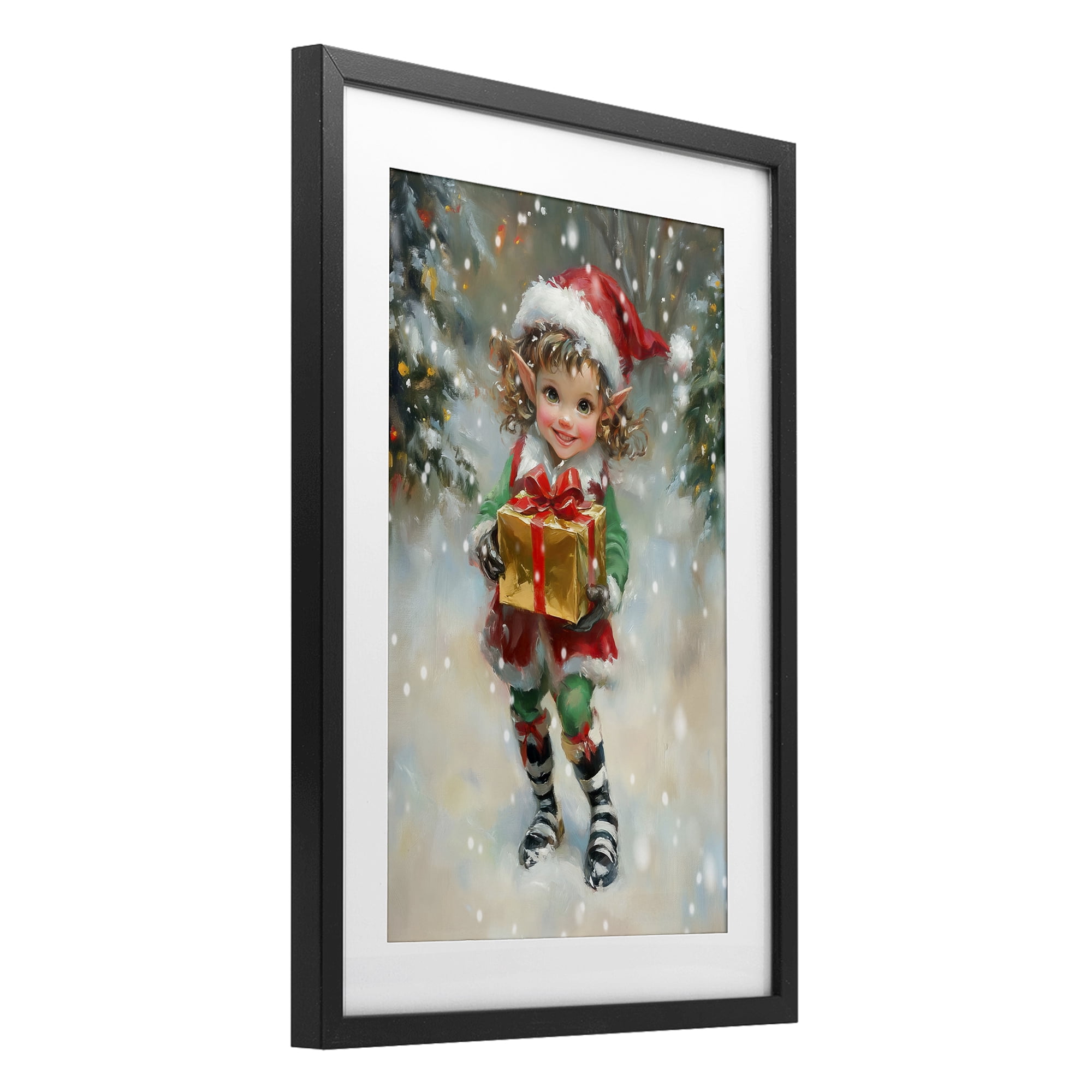 Stupell Industries Santa's Little Elf Black Framed Print Under Glass, design by Tina LeCour