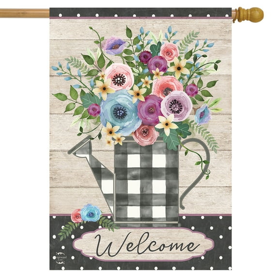 Briarwood Lane Buffalo Check Watering Can Spring House Flag