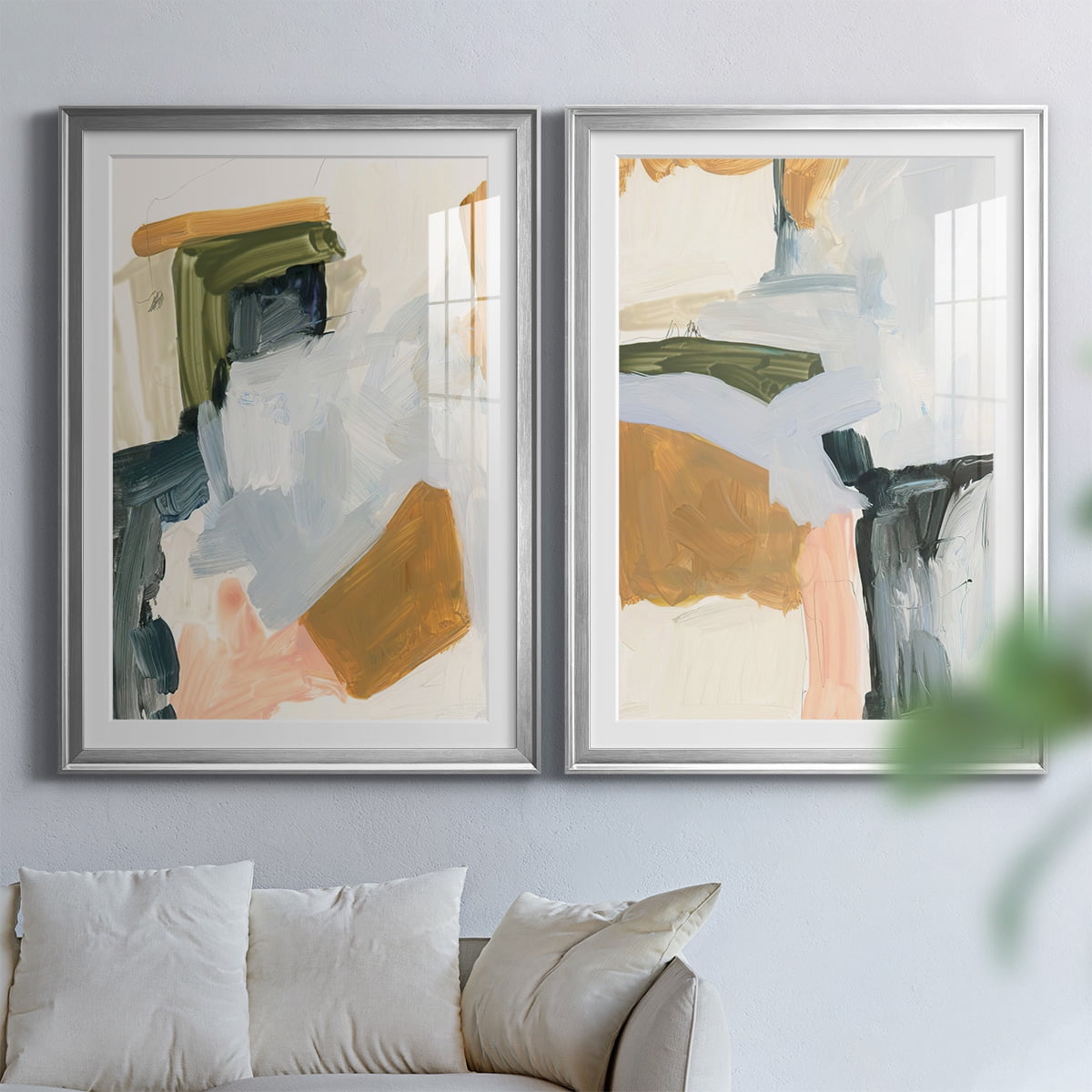 Wexford Home Palette Meld I Premium Framed Print, 18.5" x 24.5" - Ready to Hang, Silver (Set of 2)