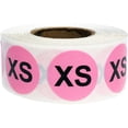 thumbnail image 3 of Pink Circle Extra Small XS Clothing Size Stickers, 3/4 Inch Round, 500 Labels on a Roll, 3 of 3
