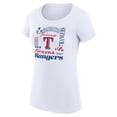 thumbnail image 2 of Women's G-III 4Her by Carl Banks White Texas Rangers Super-Slim Fit Lightweight Collage Team Graphic Crew Neck T-Shirt, 2 of 5