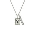 thumbnail image 2 of Delight Jewelry Silvertone Pebble Border Initial - I Silvertone Always My Mother Bar Charm Necklace, 23", 2 of 4
