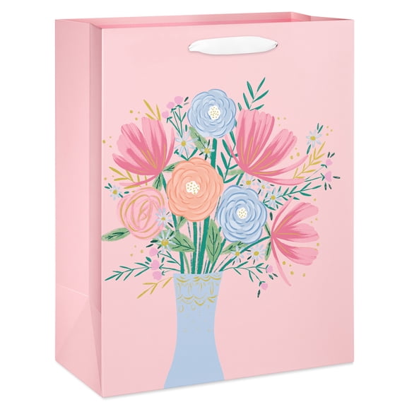 American Greetings 12.75 in. Large Mother's Day Gift Bag, Blue Floral Vase (1 Bag)