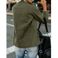 thumbnail image 4 of chouyatou Women's Fall Stand Collar Zip Up Military Cotton Utility Safari Jacket, 4 of 5