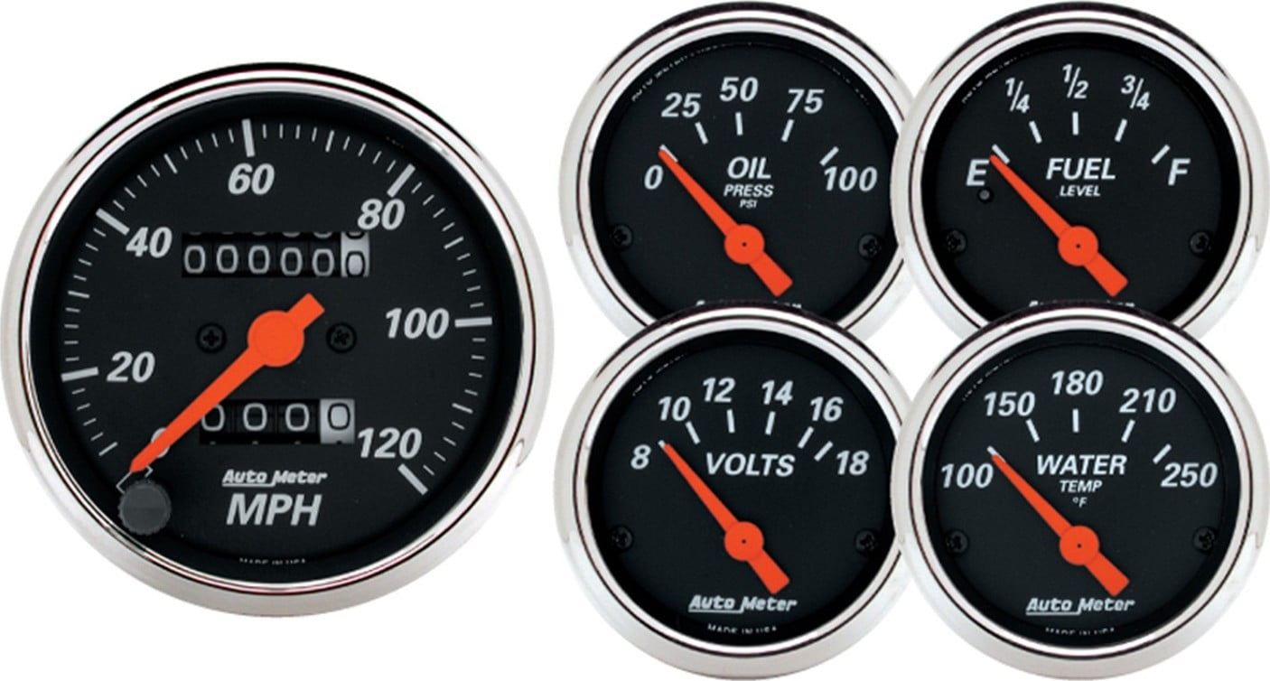 Auto Meter 1420 5 Gauge Set 120 MPH / 100 PSI / 100250F / 818V