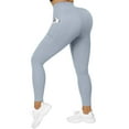 thumbnail image 2 of Women'S With Pockets Cross Waist Yoga Leggings Workout Running Sport Tights Pants Coat, 2 of 7