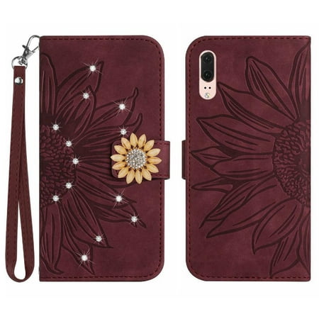 Case for Huawei P20 Phone Cover Flip Wallet Credit Card PU Leather Flip Cover Shockproof TPU Shell Card Holder