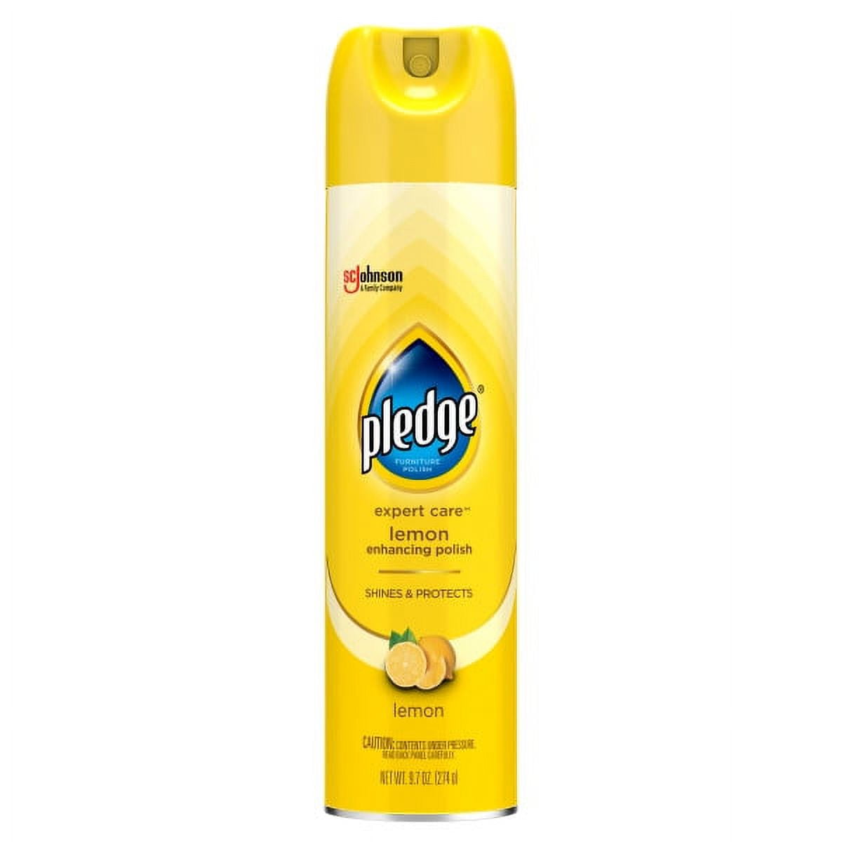 Pledge® Expert Care™ Lemon Enhancing Polish, Aerosol, Lemon, 9.7 oz, Pack  of 4 - Walmart.com, image size:1200x1200