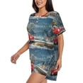 thumbnail image 2 of Kdxio Santa Claus Print Pajamas Sets for Women Short-Sleeved Pjs with Lounge Shorts Two Piece Sleepwear S-4XL, 2 of 8