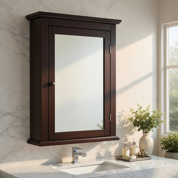 Resenkos Bathroom Wall Mounted Storage Mirror Medicine Cabinet, Wall Cabinet for Bathroom Laundry Room Kitchen