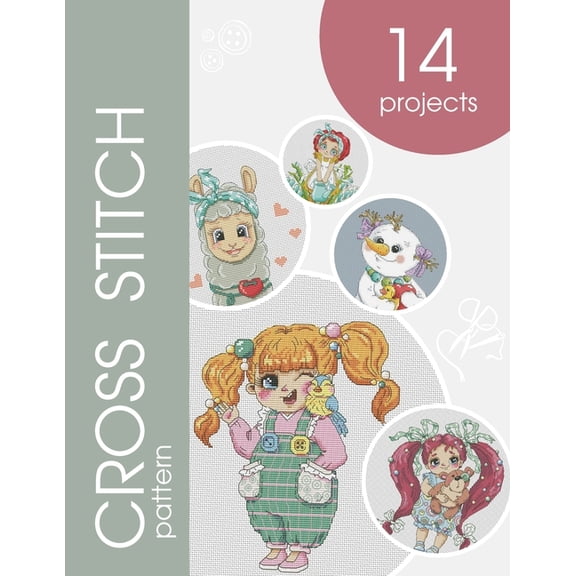Counted cross stitch patterns book: 14 cute projects, (Paperback)