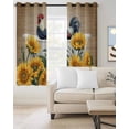 thumbnail image 2 of Bathing Roosters Blackout Curtains 63 Inches Long, Countryside Sunflower Vintage Burlap Thermal Insulated Black Out Curtains, Darkening Window Curtain Drapes for Bedroom Living Room 52"x63" 2 Panels, 2 of 9